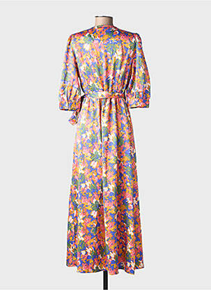 Rochie lungă țesătură poplin mâneci scurte roz LA PETITE ETOILE femeie