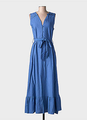 Rochie lungă țesătură poplin fără mâneci albastru MOLLY BRACKEN femeie