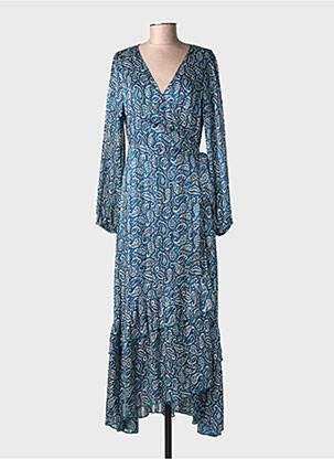 Rochie lungă imprimeu fantezie mâneci lungi albastru MOLLY BRACKEN femeie