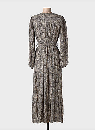 Rochie lungă imprimeu fantezie mâneci lungi negru GRACE & MILA femeie