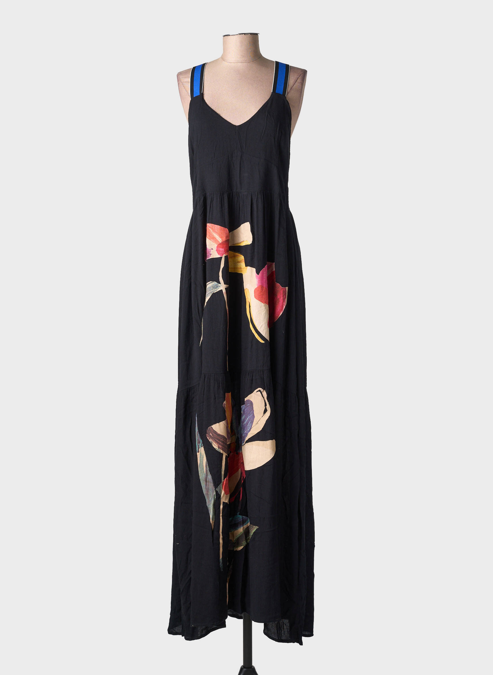Rochie lungă imprimeu fantezie fără mâneci negru DESIGUAL femeie