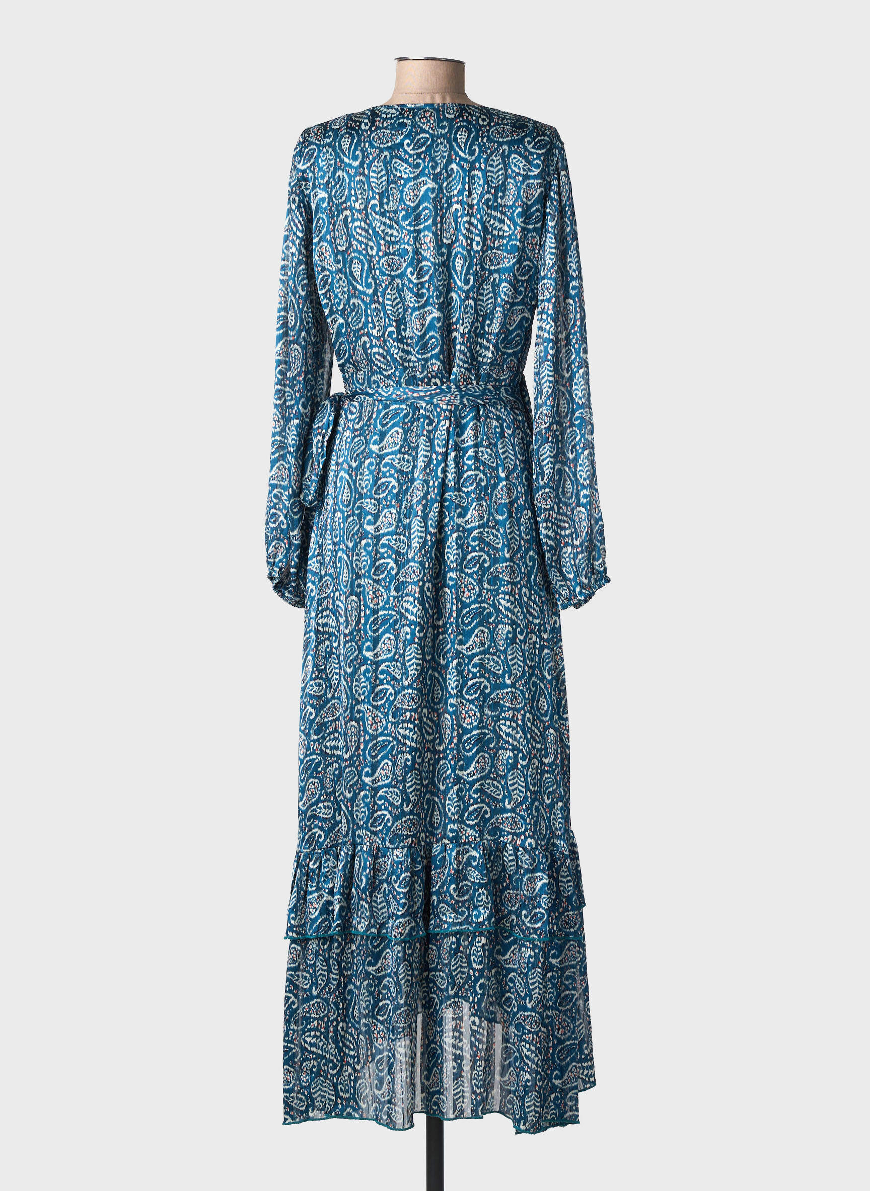 Rochie lungă imprimeu fantezie mâneci lungi albastru MOLLY BRACKEN femeie