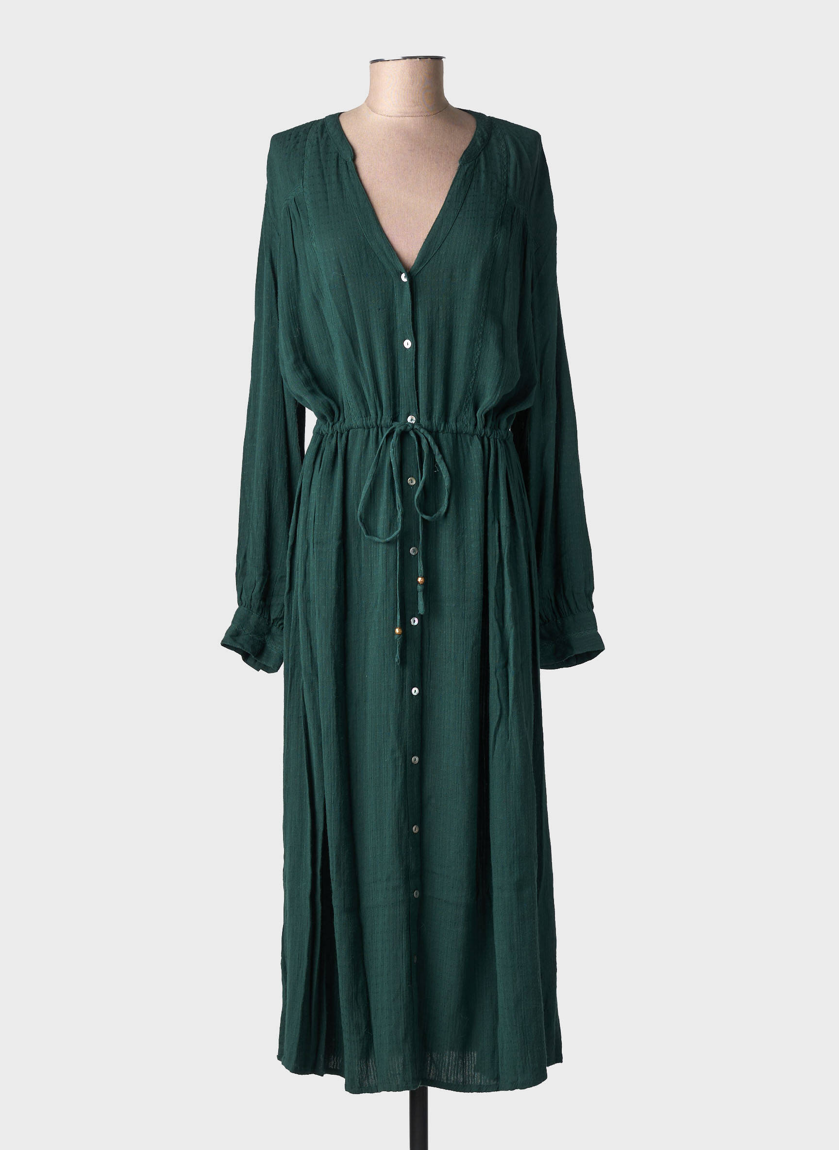 Rochie lungă mâneci lungi mâneci lungi verde LA PETITE ETOILE femeie
