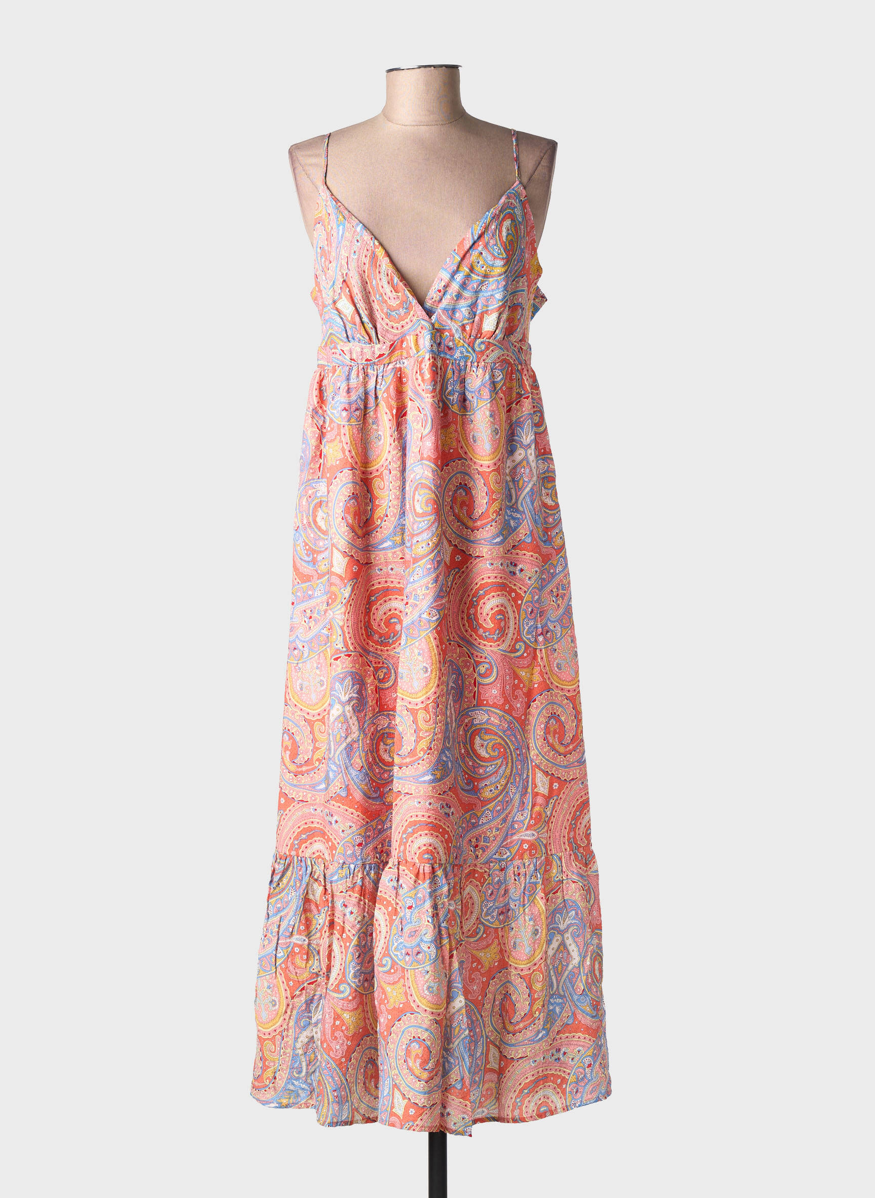 Rochie midi imprimeu fantezie bretele subțiri portocalie MOLLY BRACKEN femeie