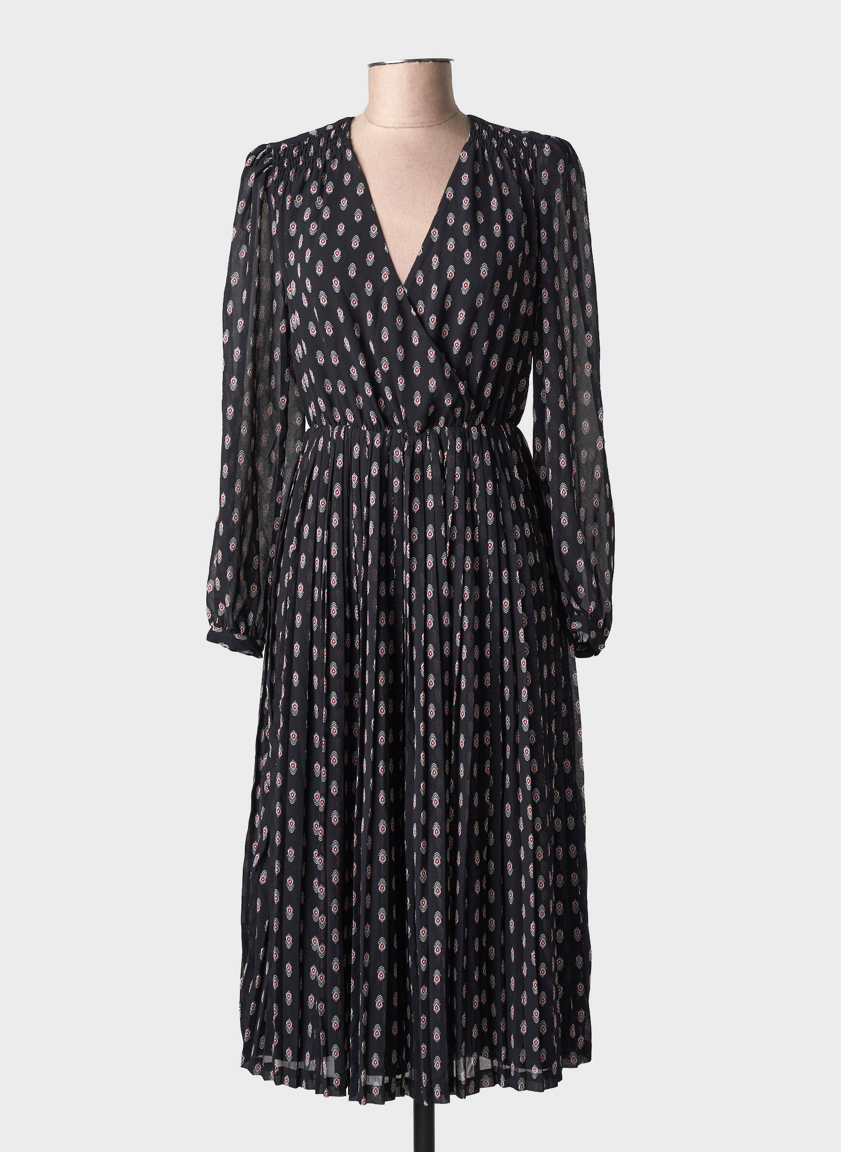 Rochie midi imprimeu fantezie mâneci lungi negru PEPE JEANS femeie