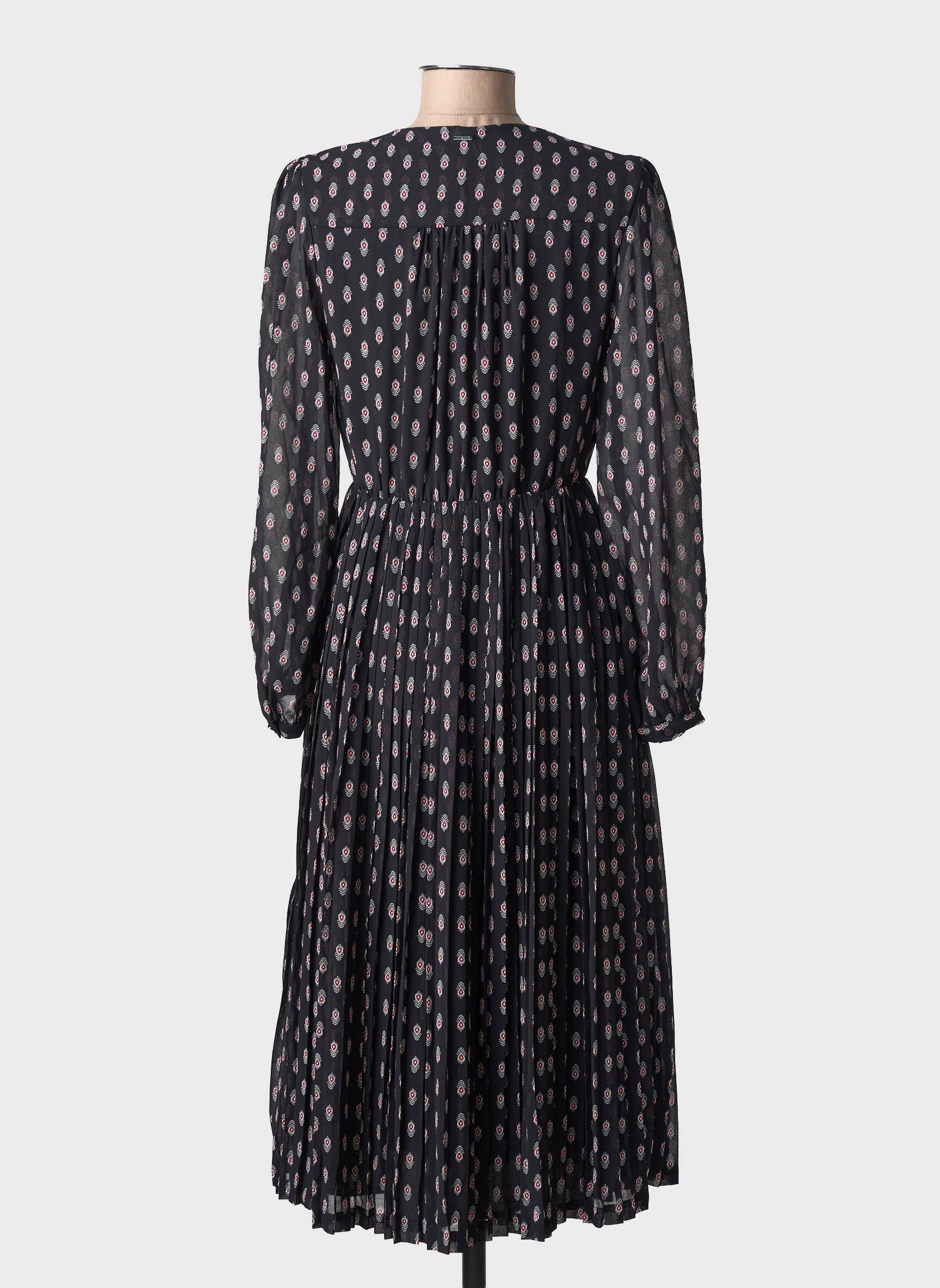 Rochie midi imprimeu fantezie mâneci lungi negru PEPE JEANS femeie