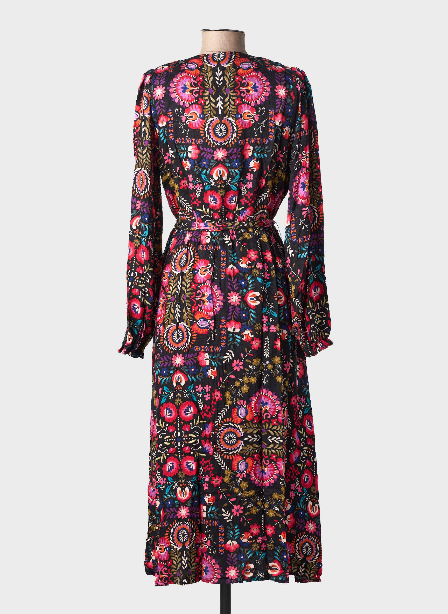 Rochie lungă imprimeu fantezie mâneci lungi negru MOLLY BRACKEN femeie