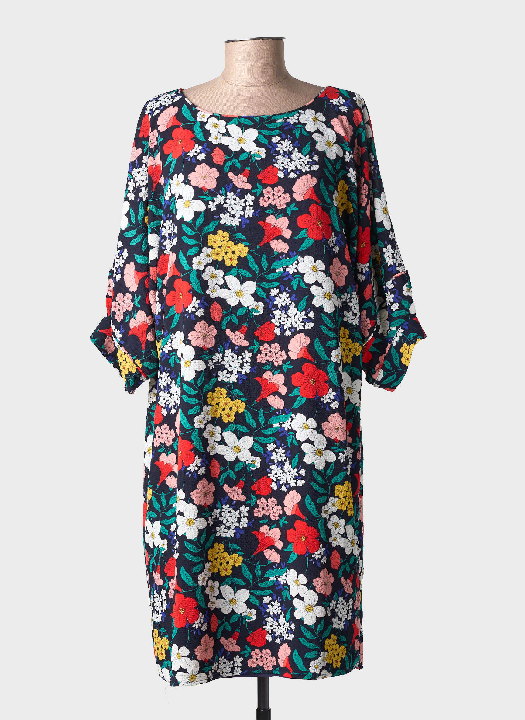 Rochie midi imprimeu floral mâneci scurte albastru MOLLY BRACKEN femeie