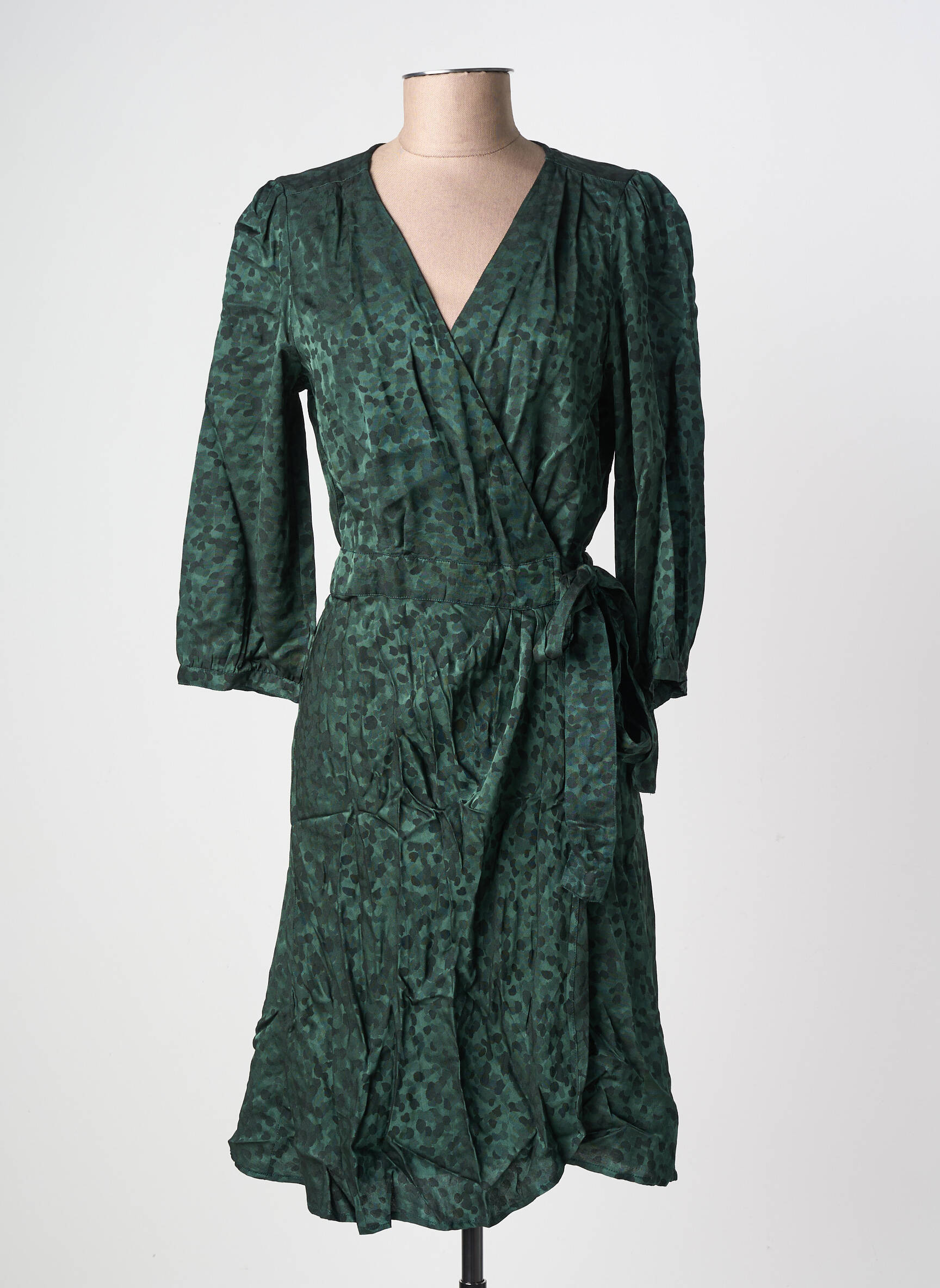 Rochie midi mâneci 3/4 mâneci 3/4 verde LA PETITE ETOILE femeie