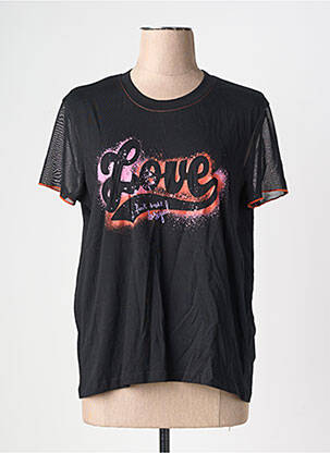Tricou serigrafie mâneci scurte negru DESIGUAL femeie