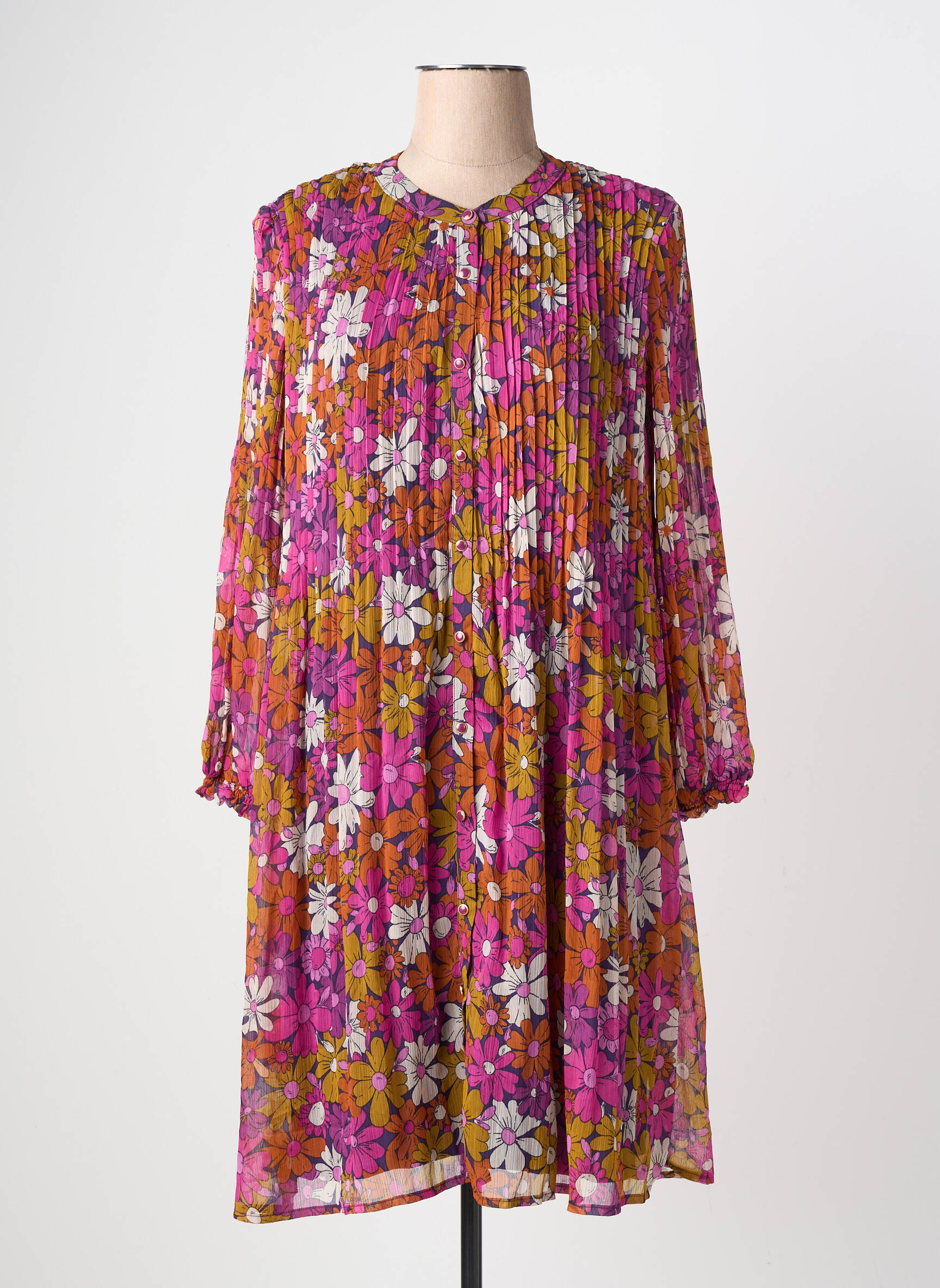 Rochie midi croială fluidă mâneci lungi violet LA PETITE ETOILE femeie