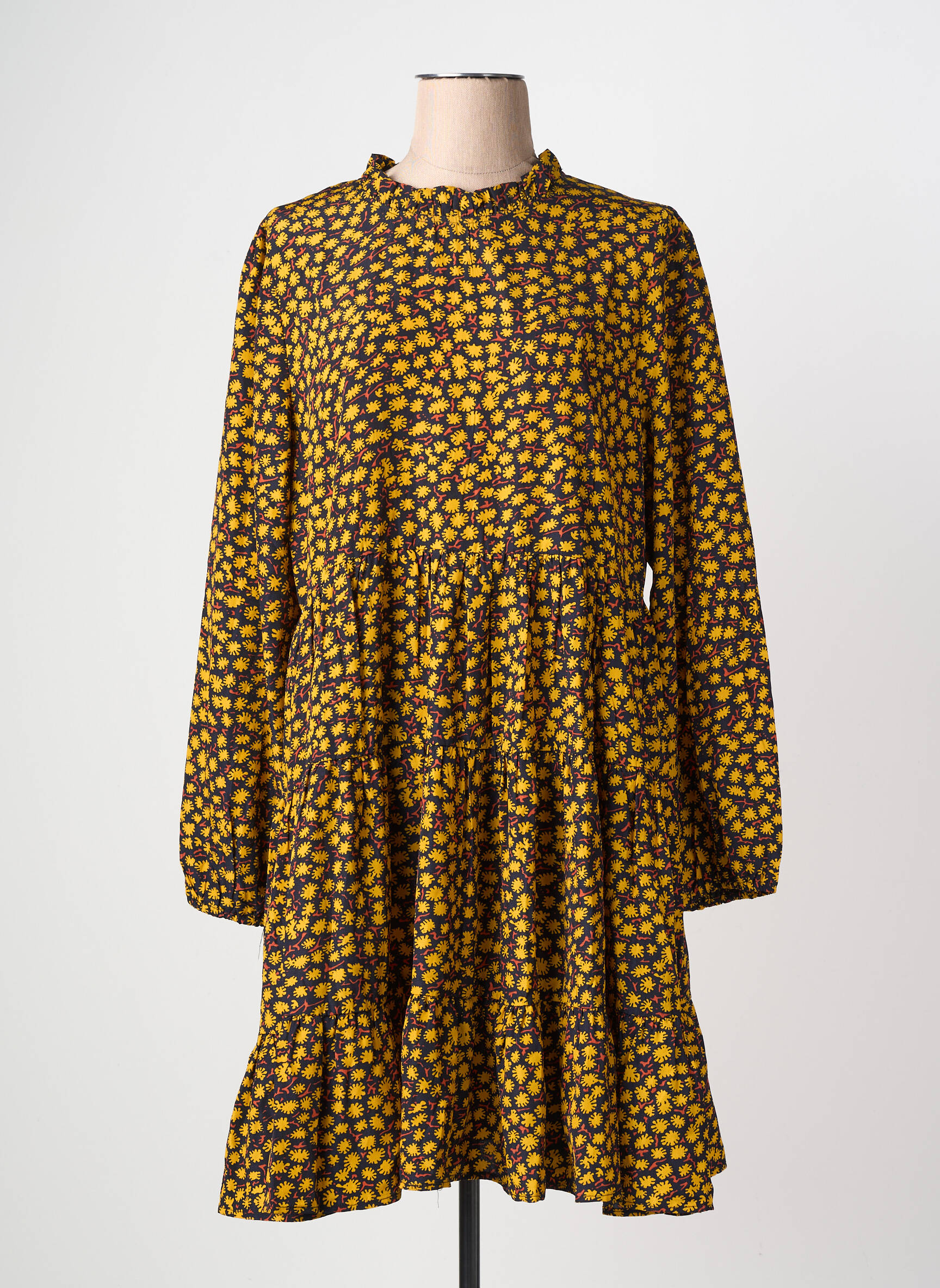 Rochie midi imprimeu fantezie mâneci lungi galben MOLLY BRACKEN femeie