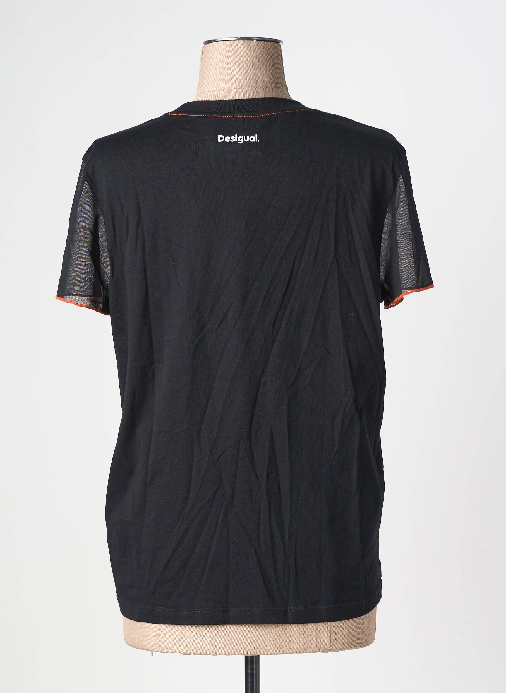 Tricou serigrafie mâneci scurte negru DESIGUAL femeie