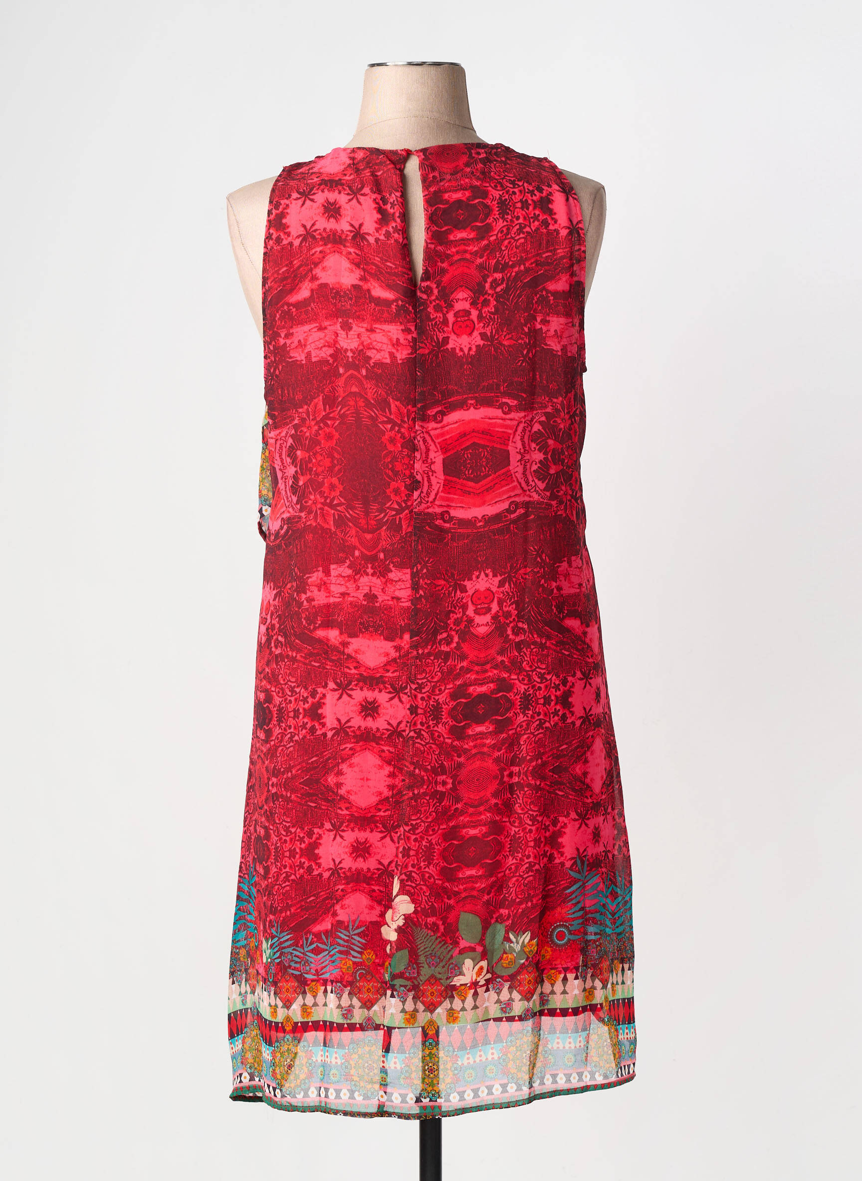 Rochie midi imprimeu fantezie fără mâneci roșu DESIGUAL femeie