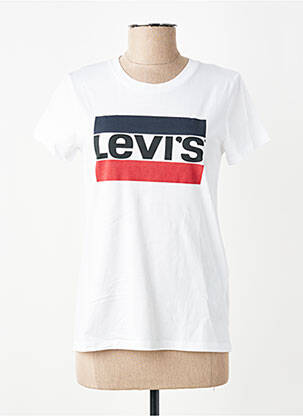 Tricou serigrafie flockată mâneci scurte alb LEVI'S femeie