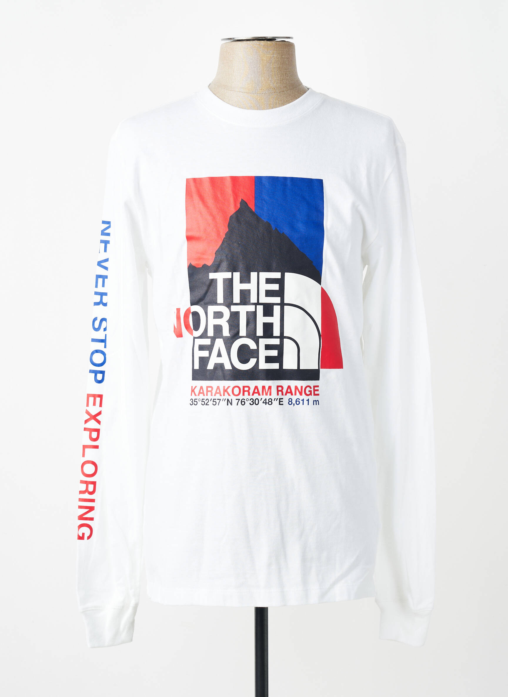 Tricou croială cambrată mâneci lungi alb THE NORTH FACE bărbat