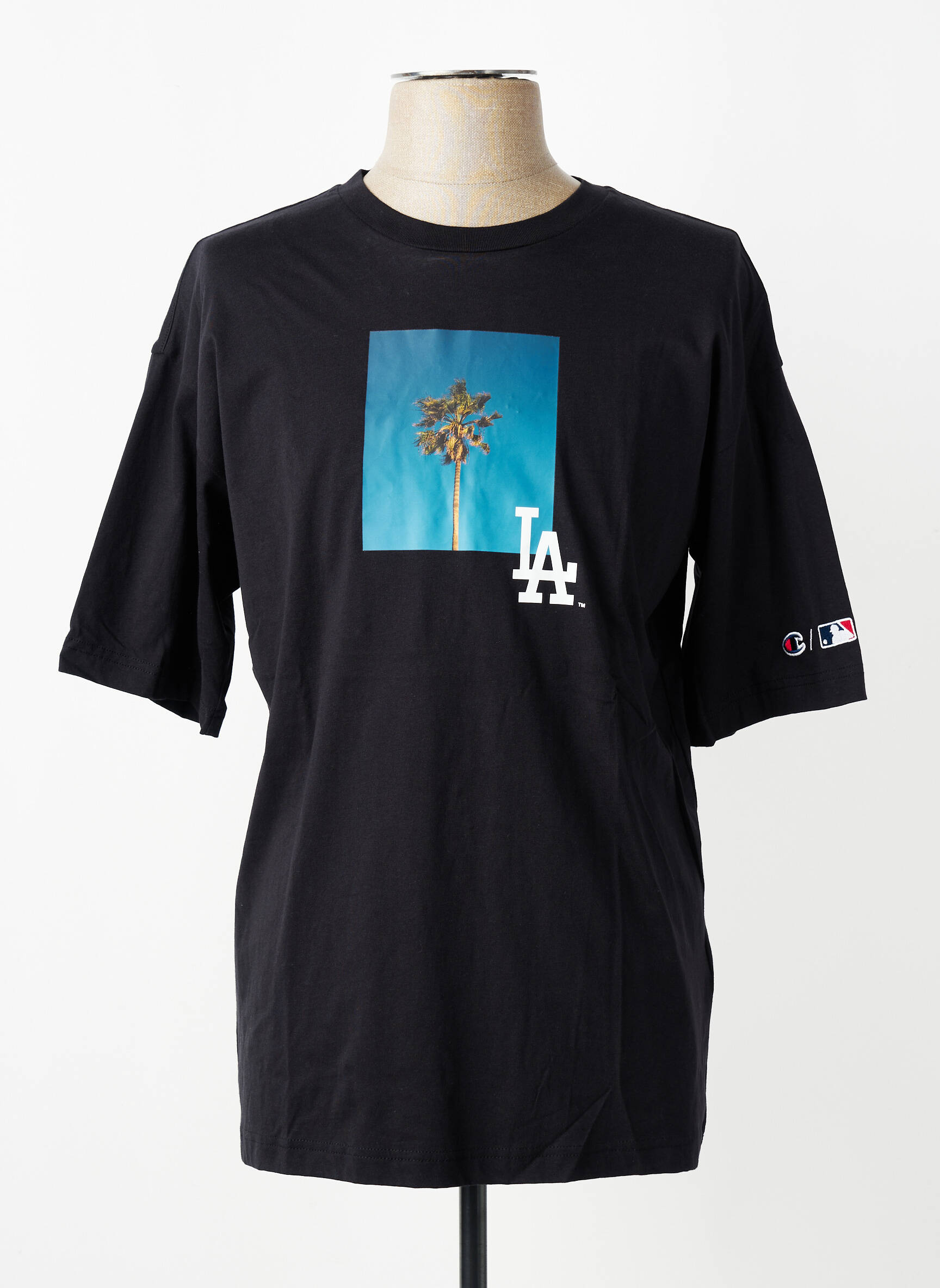 Tricou croială dreaptă mâneci scurte negru CHAMPION bărbat