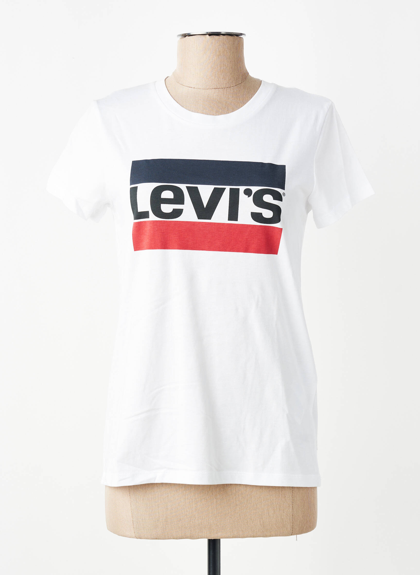 Tricou serigrafie flockată mâneci scurte alb LEVI'S femeie