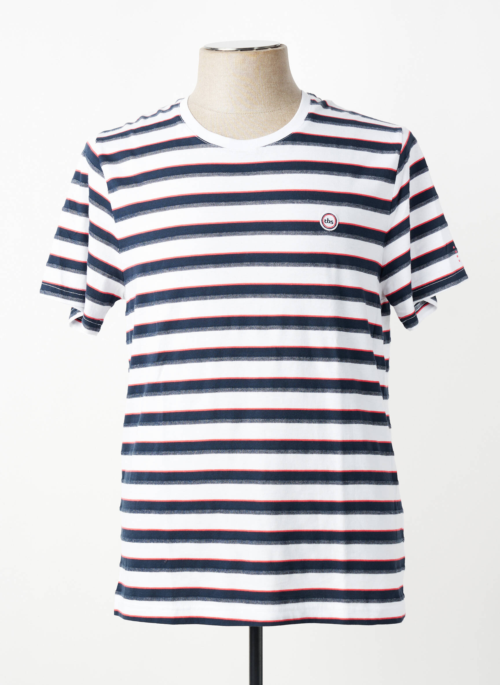Tricou croială dreaptă mâneci scurte alb TBS bărbat