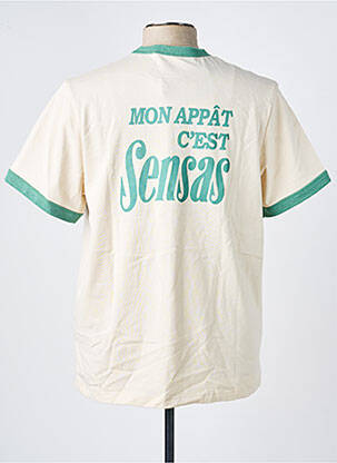Tricou broderie mâneci scurte bej FAGUO bărbat