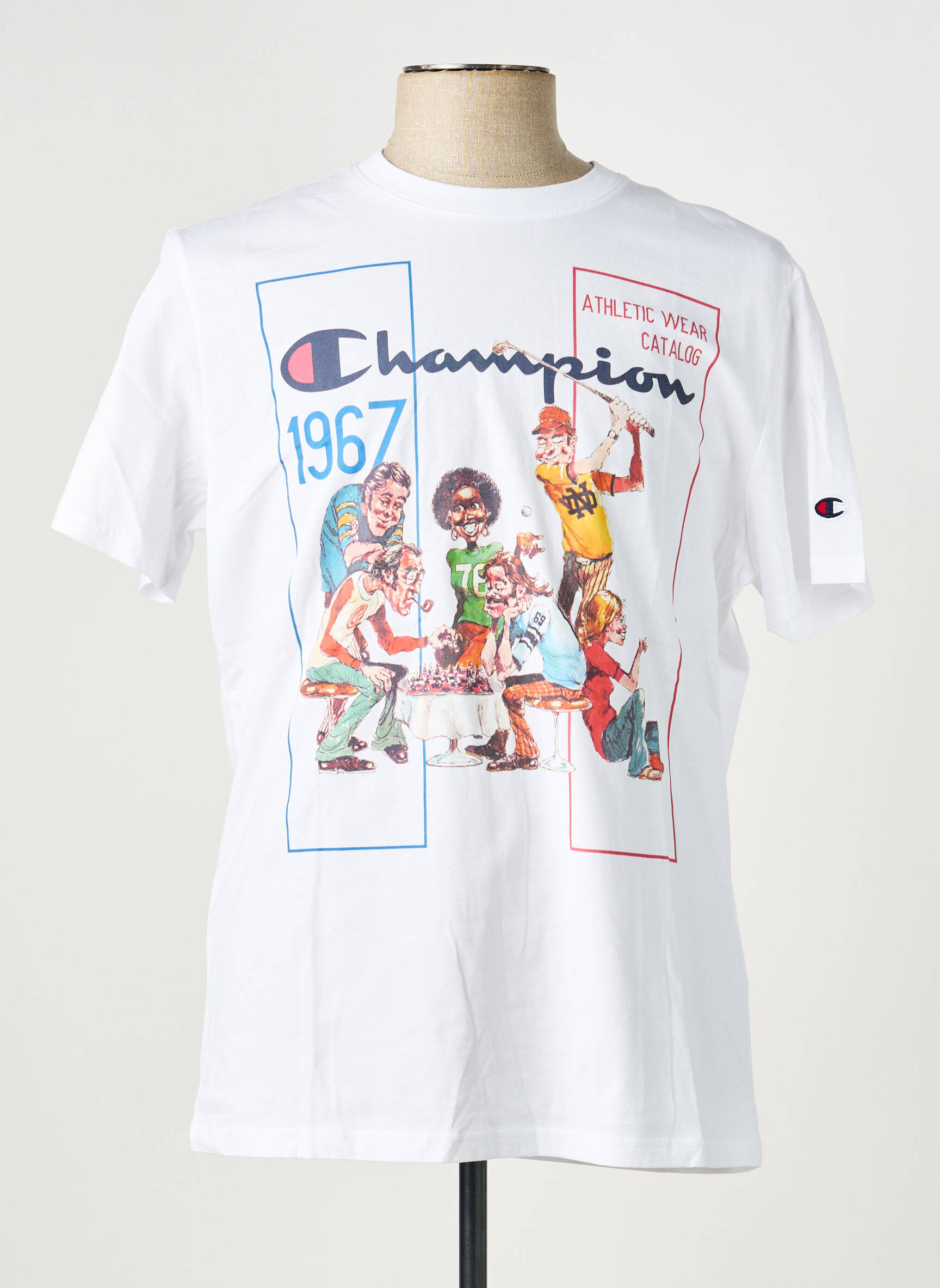 Tricou croială cambrată mâneci scurte alb CHAMPION bărbat