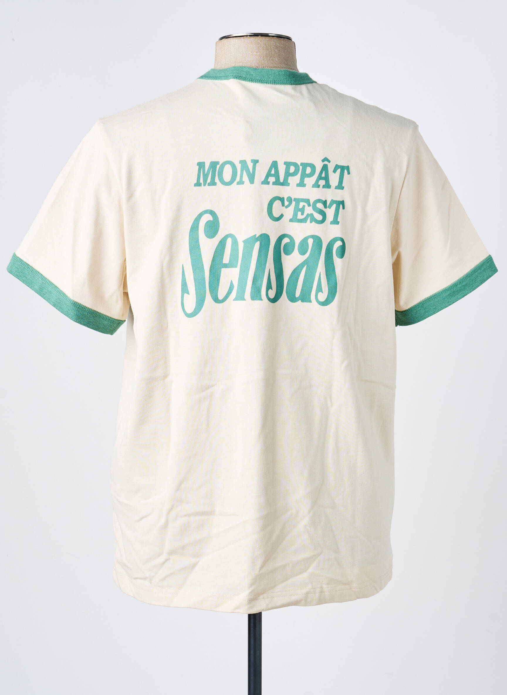 Tricou broderie mâneci scurte bej FAGUO bărbat