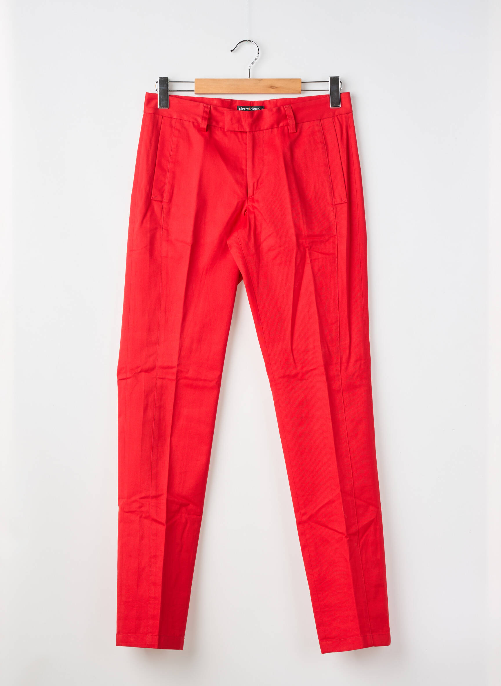 Pantalon chino țesătură poplin mărime normală roșu PIERRE TALAMON bărbat
