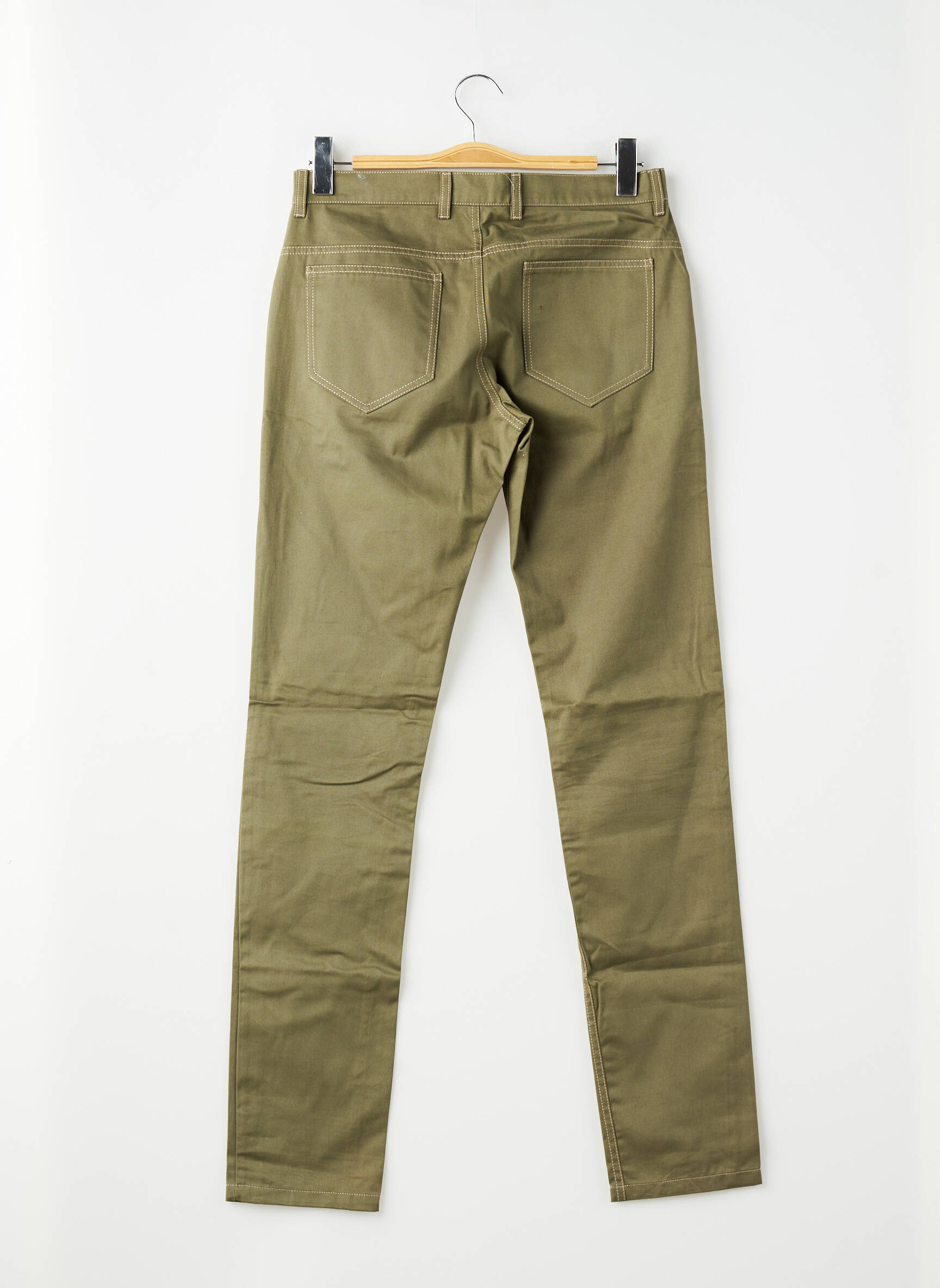 Pantalon slim țesătură poplin mărime normală verde PIERRE TALAMON bărbat
