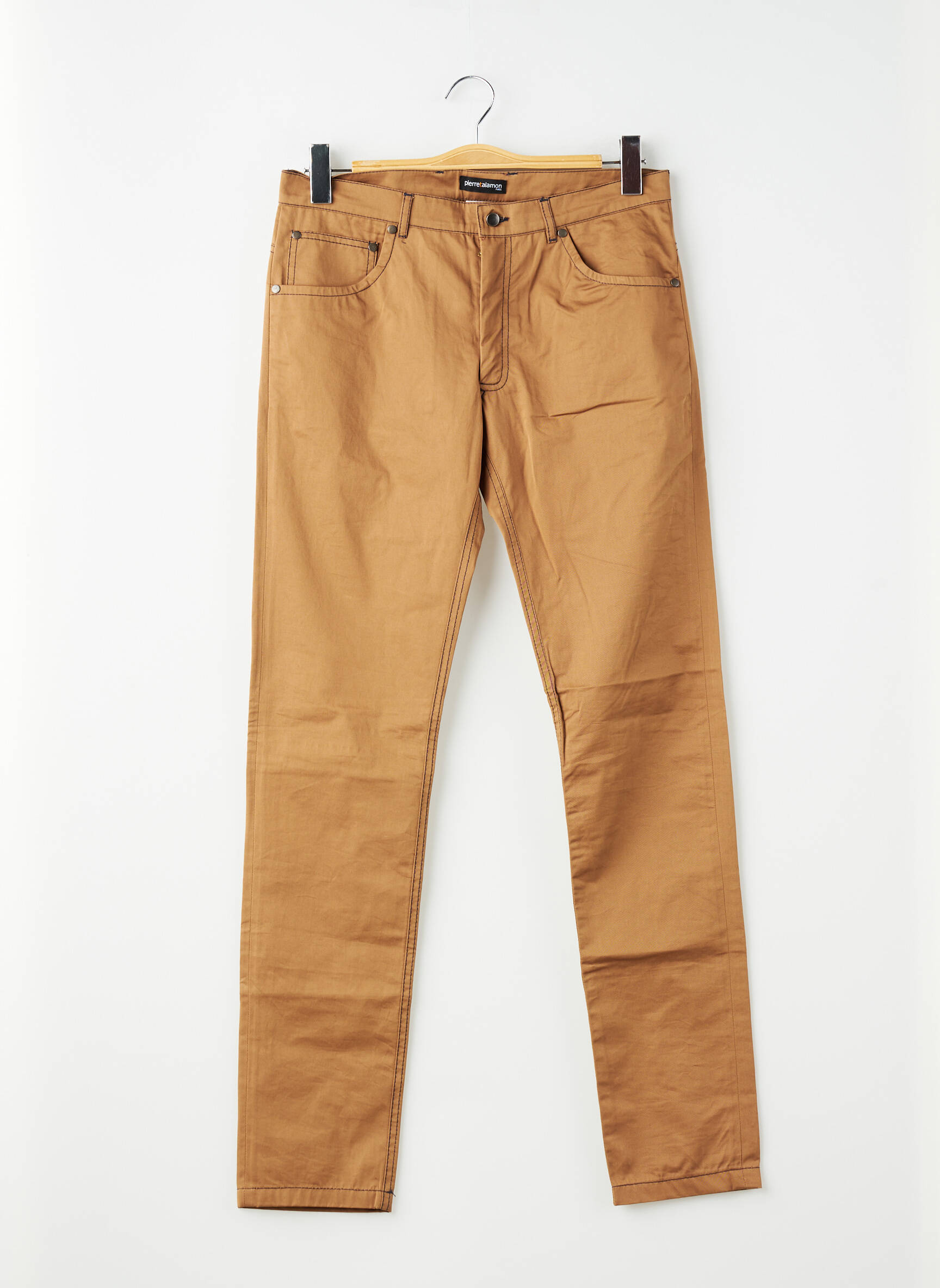 Pantalon slim țesătură poplin mărime normală maro PIERRE TALAMON bărbat