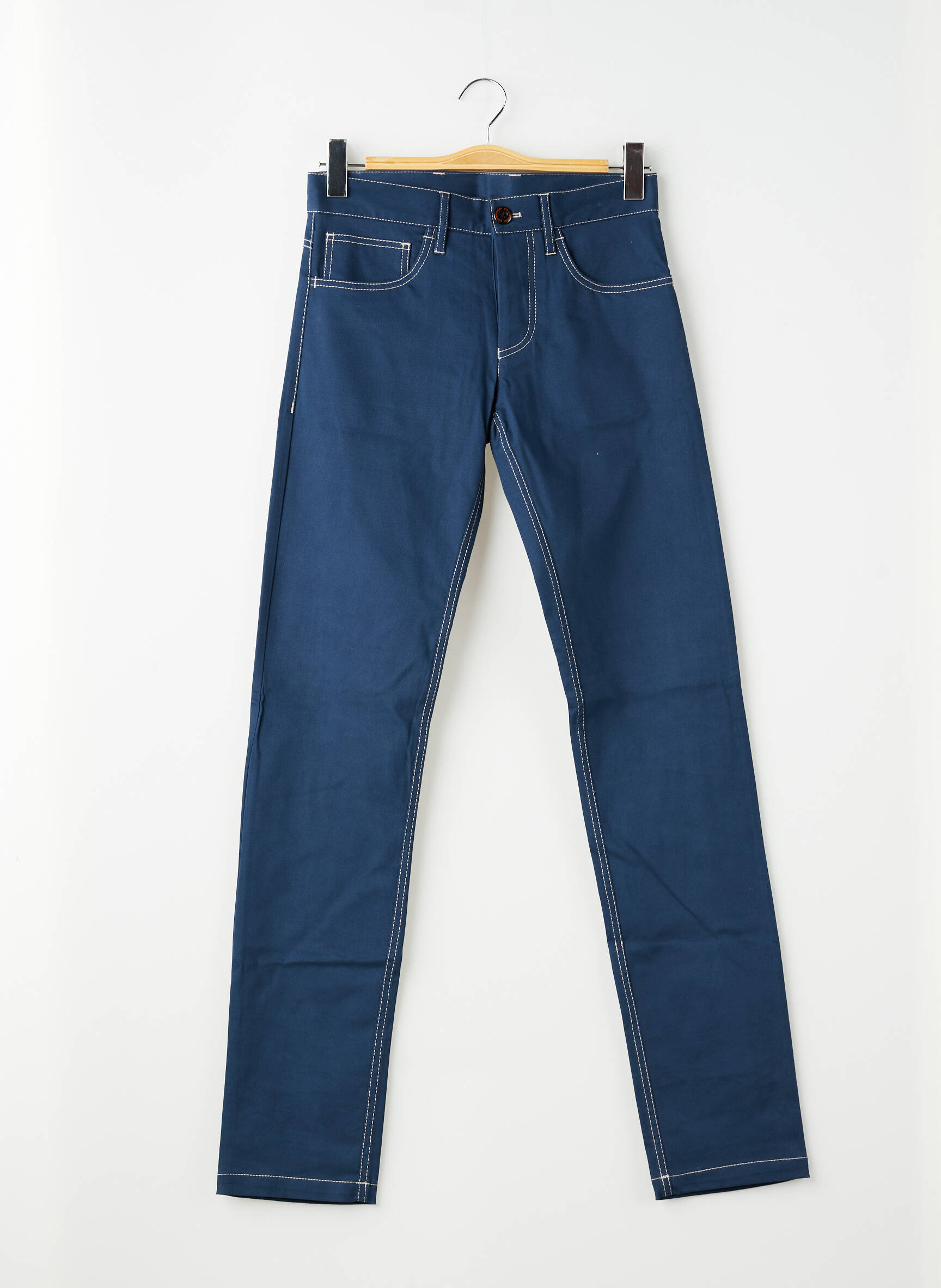 Pantalon slim țesătură poplin mărime normală albastru PIERRE TALAMON bărbat