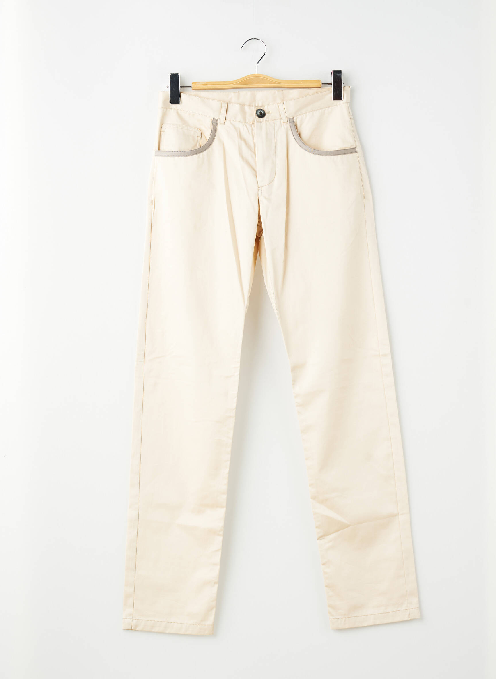 Pantalon slim țesătură poplin mărime normală bej PIERRE TALAMON bărbat