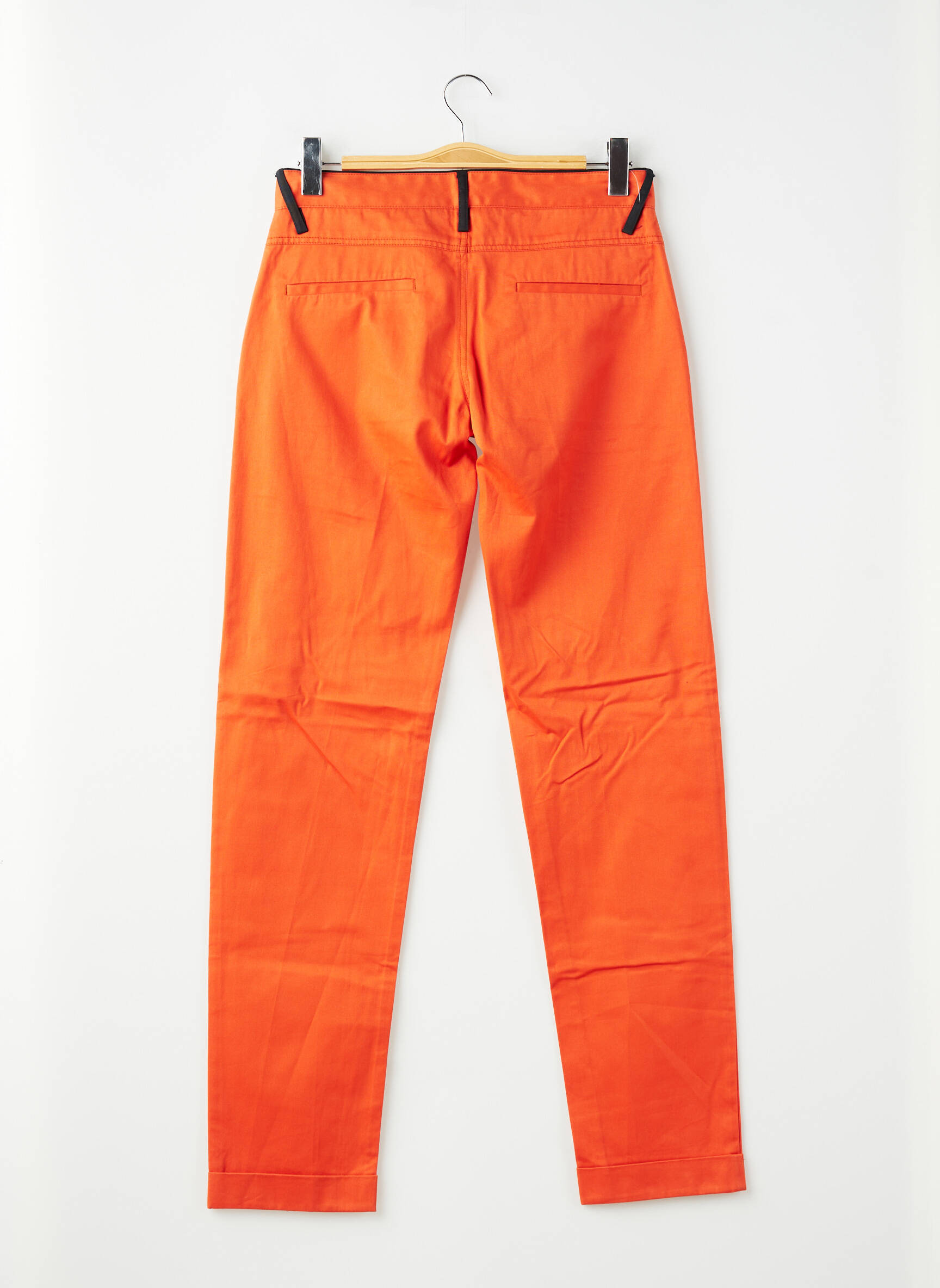 Pantalon chino țesătură poplin mărime normală portocalie PIERRE TALAMON bărbat