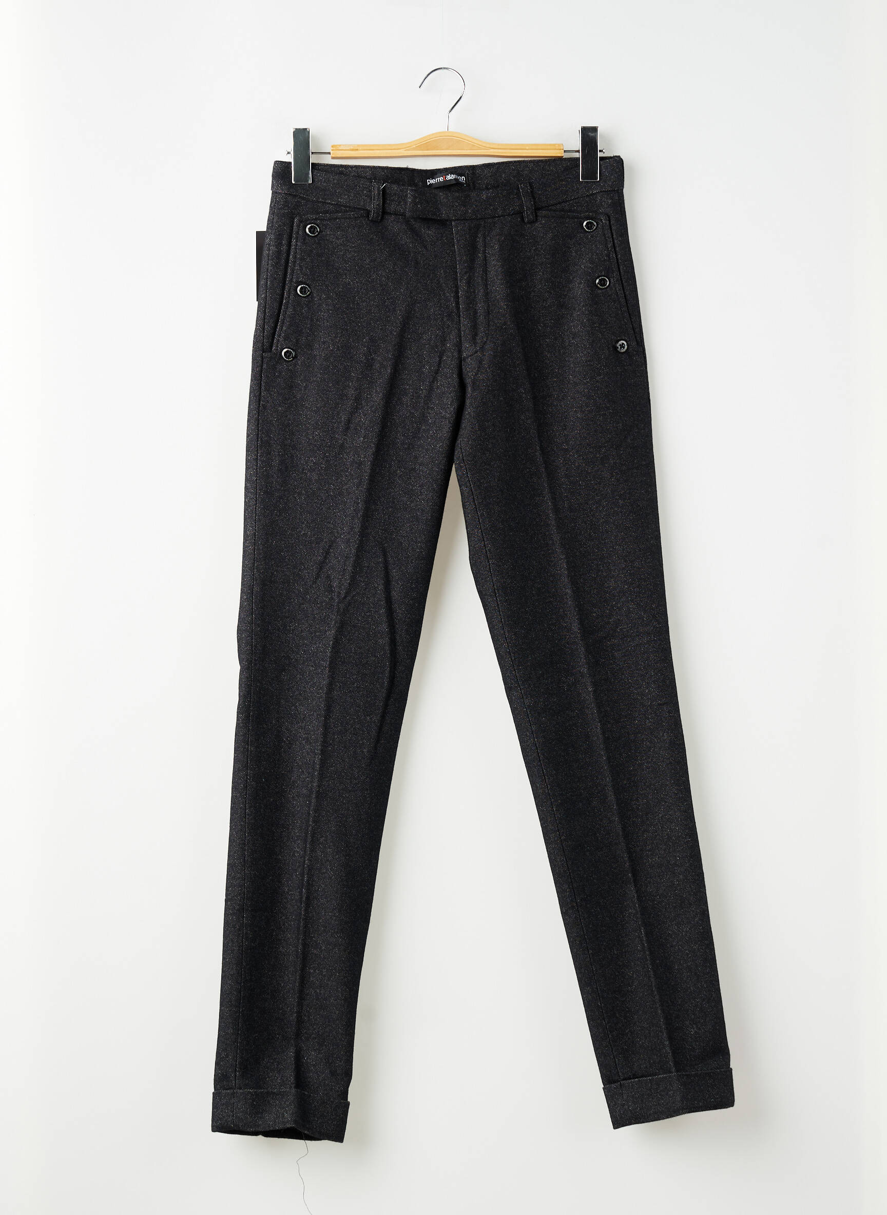 Pantalon slim țesătură melanj mărime normală negru PIERRE TALAMON bărbat