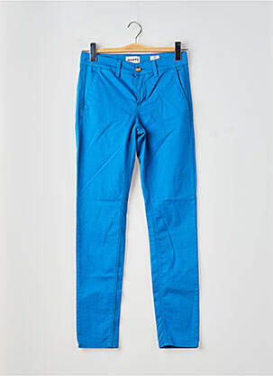 Pantalon chino țesătură poplin mărime normală albastru HAPPY femeie