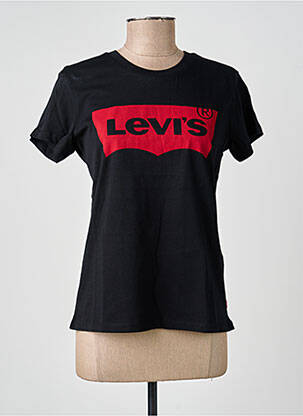 Tricou serigrafie flockată mâneci scurte negru LEVI'S femeie