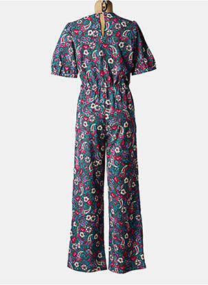 Salopetă-pantalon închidere cu nasturi la spate mâneci scurte albastru LA PETITE ETOILE femeie