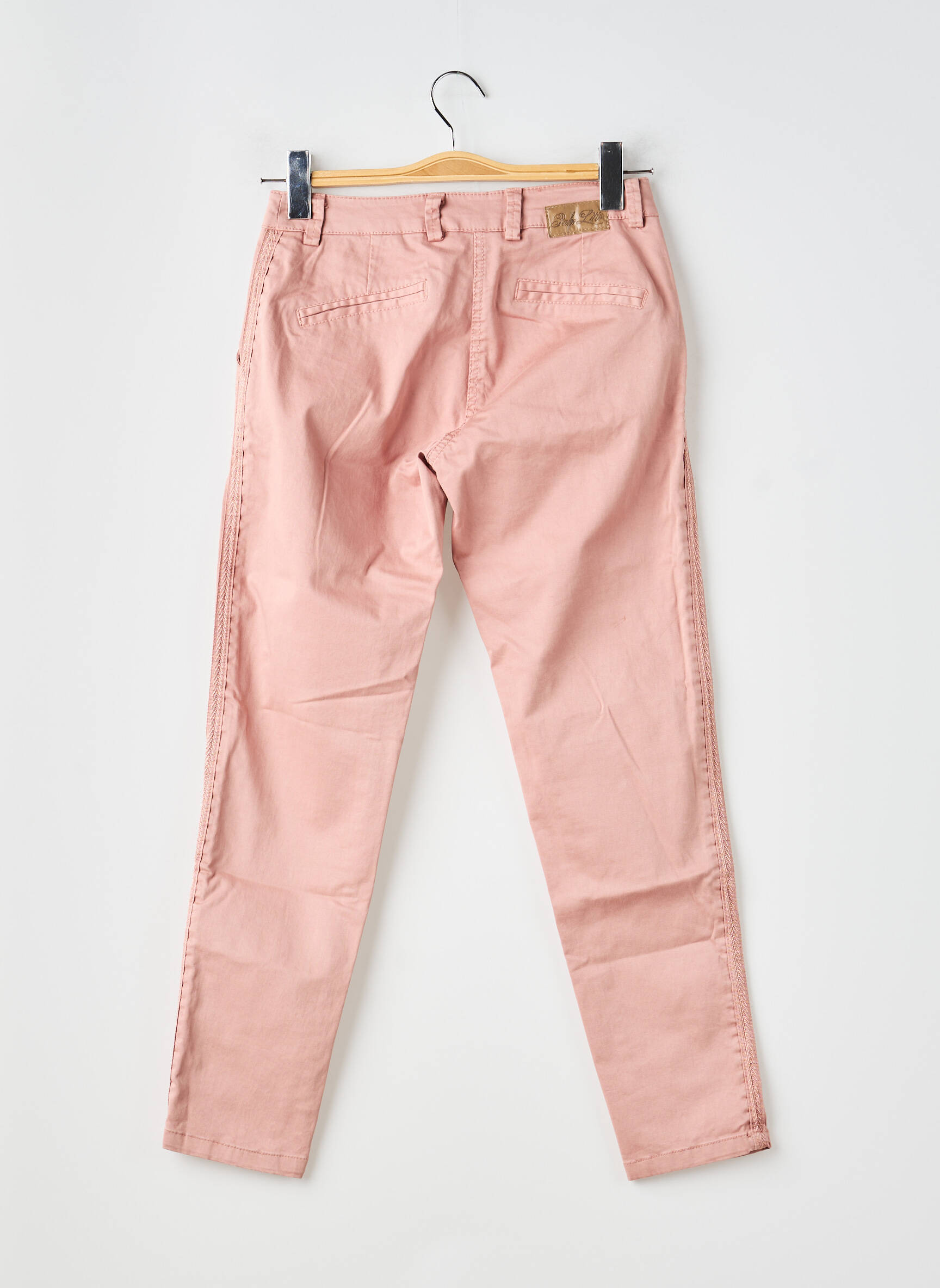 Pantalon chino țesătură poplin mărime normală roz PAKO LITTO femeie
