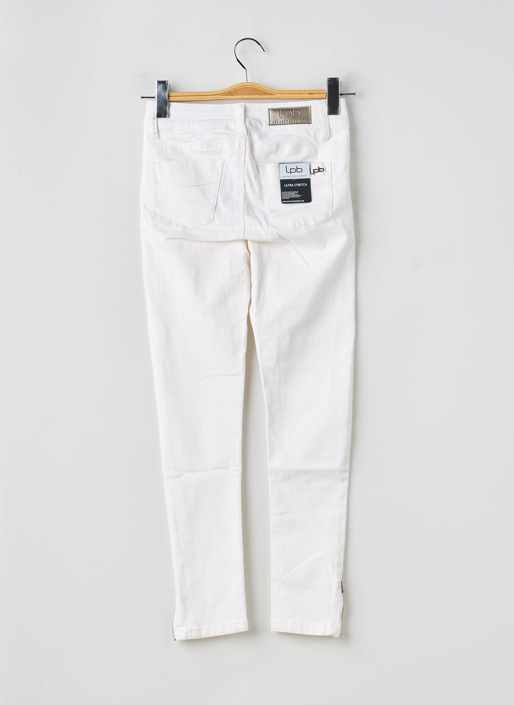 Pantalon slim țesătură poplin mărime normală alb LPB LES PETITES BOMBES  femeie