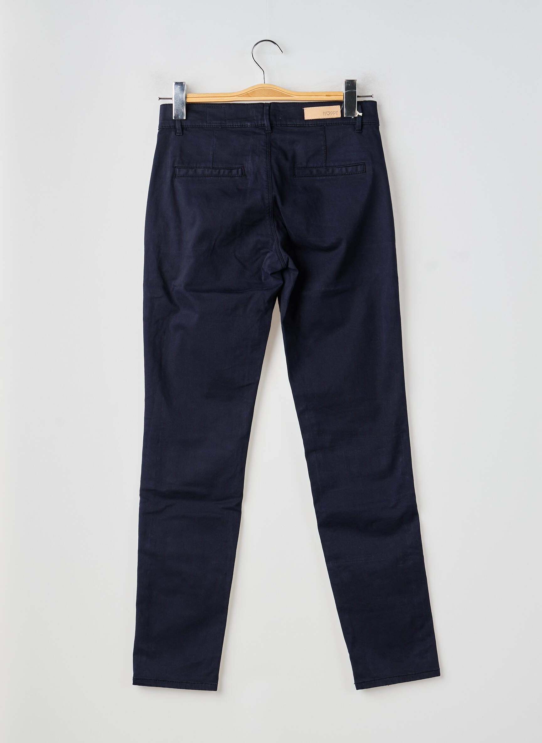 Pantalon chino țesătură poplin mărime normală albastru HAPPY femeie