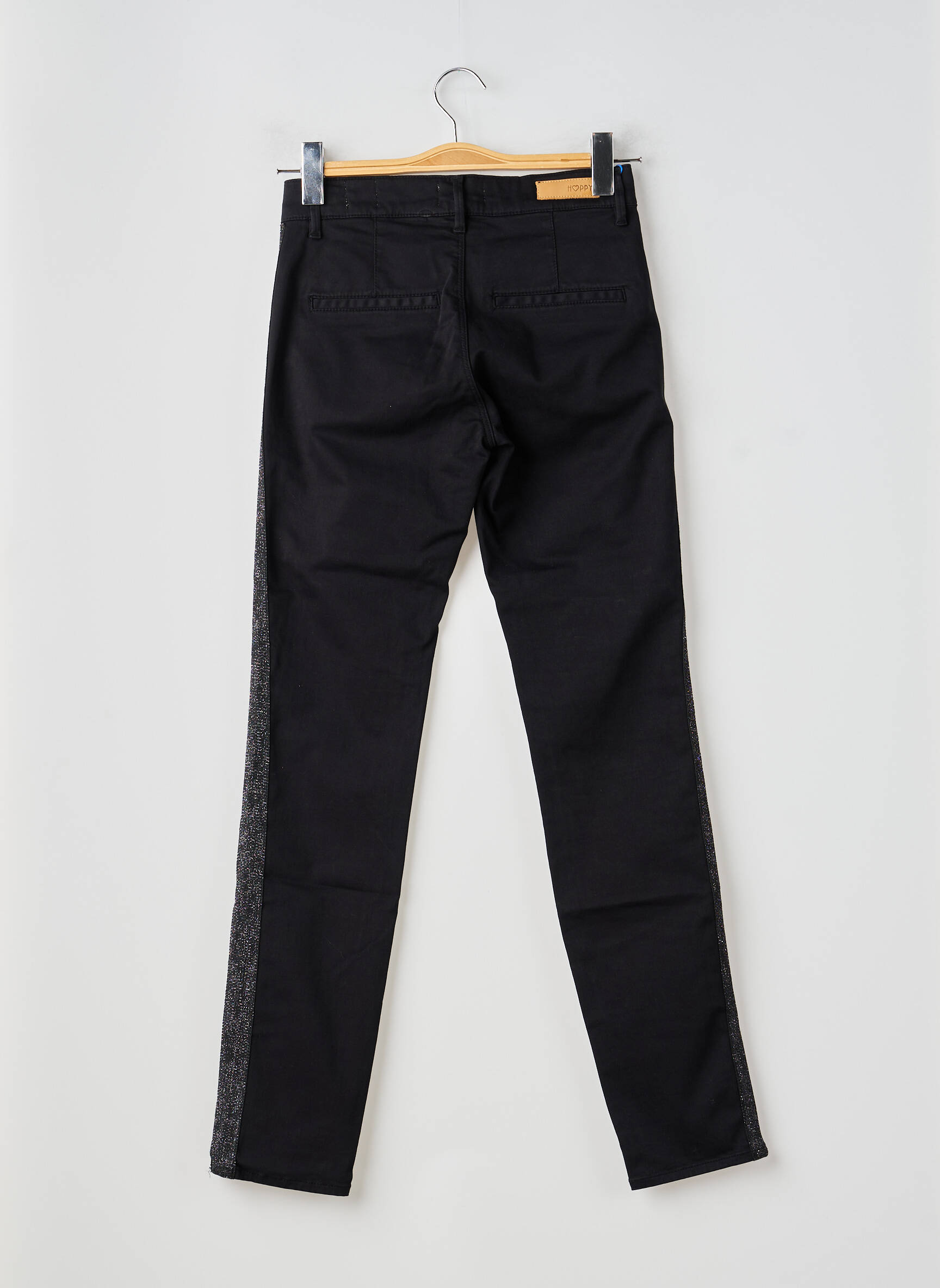 Pantalon chino închidere cu fermoar sub clapetă cu nasturi mărime normală negru HAPPY femeie