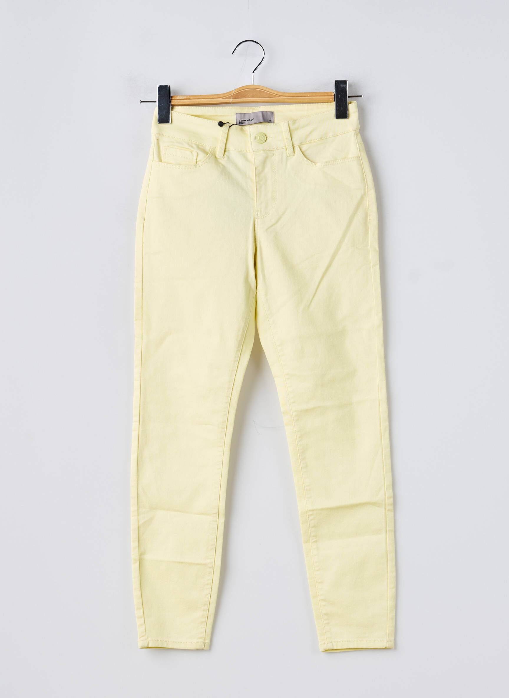 Pantalon slim țesătură poplin mărime normală galben VERO MODA femeie