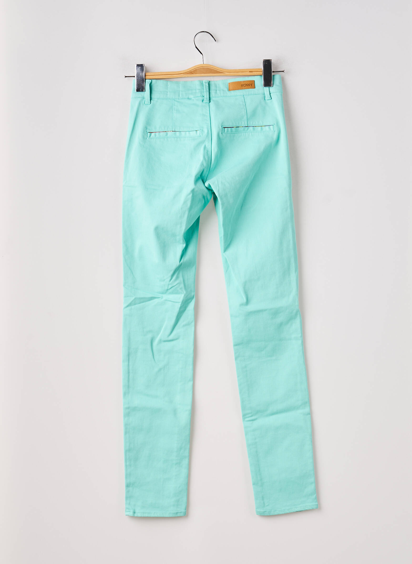 Pantalon chino țesătură poplin mărime normală albastru HAPPY femeie