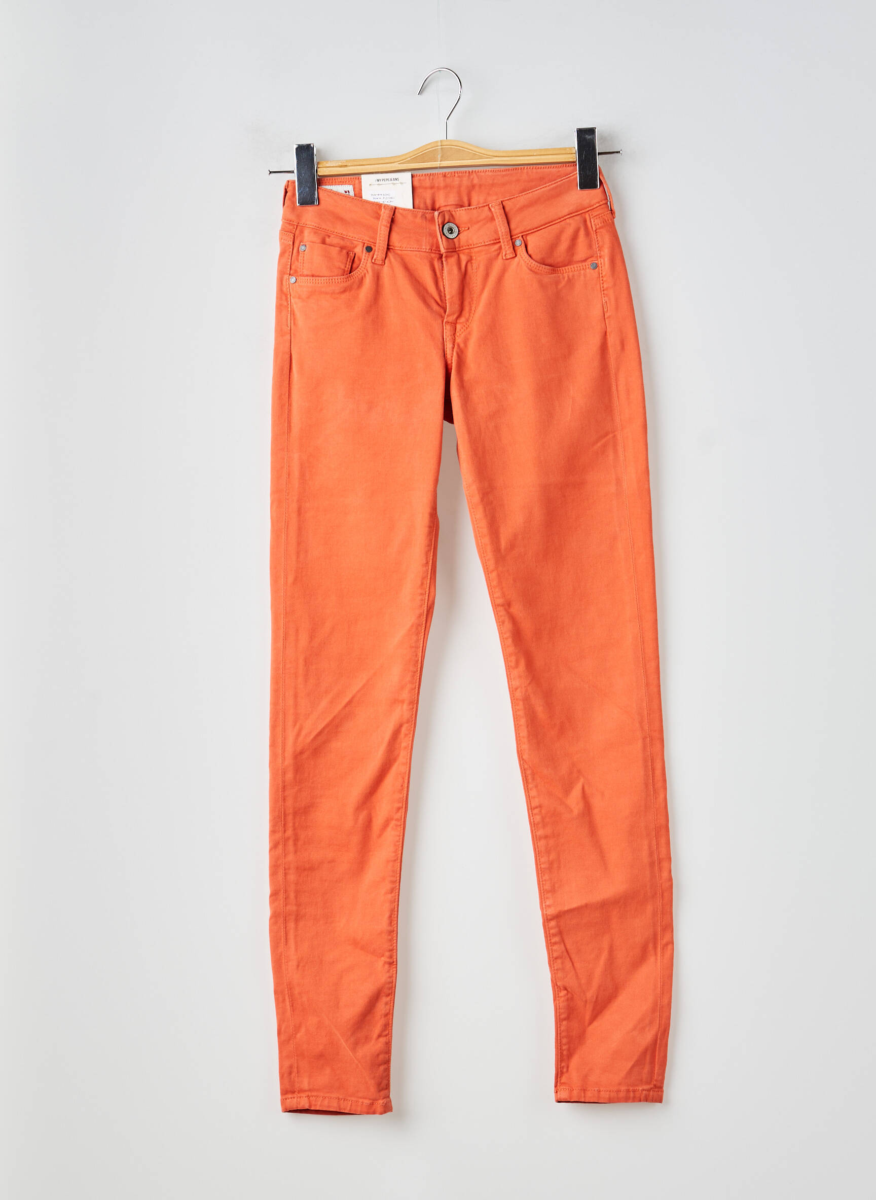 Pantalon slim țesătură poplin mărime normală portocalie PEPE JEANS femeie