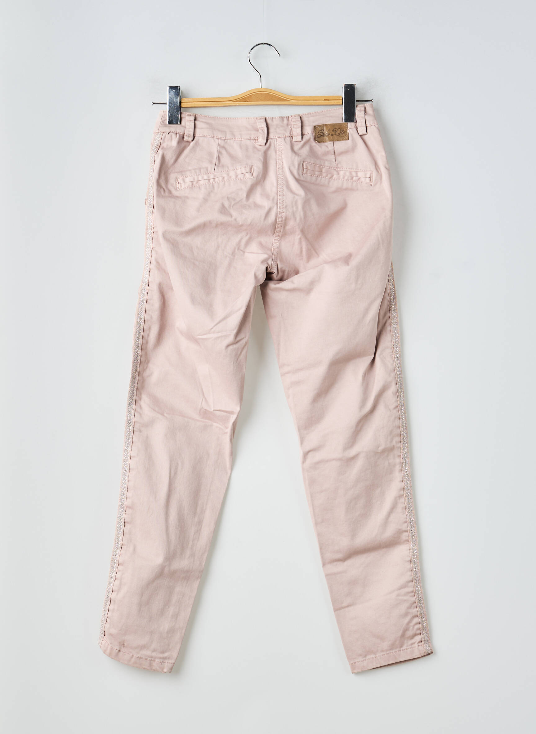 Pantalon chino țesătură poplin mărime normală roz PAKO LITTO femeie