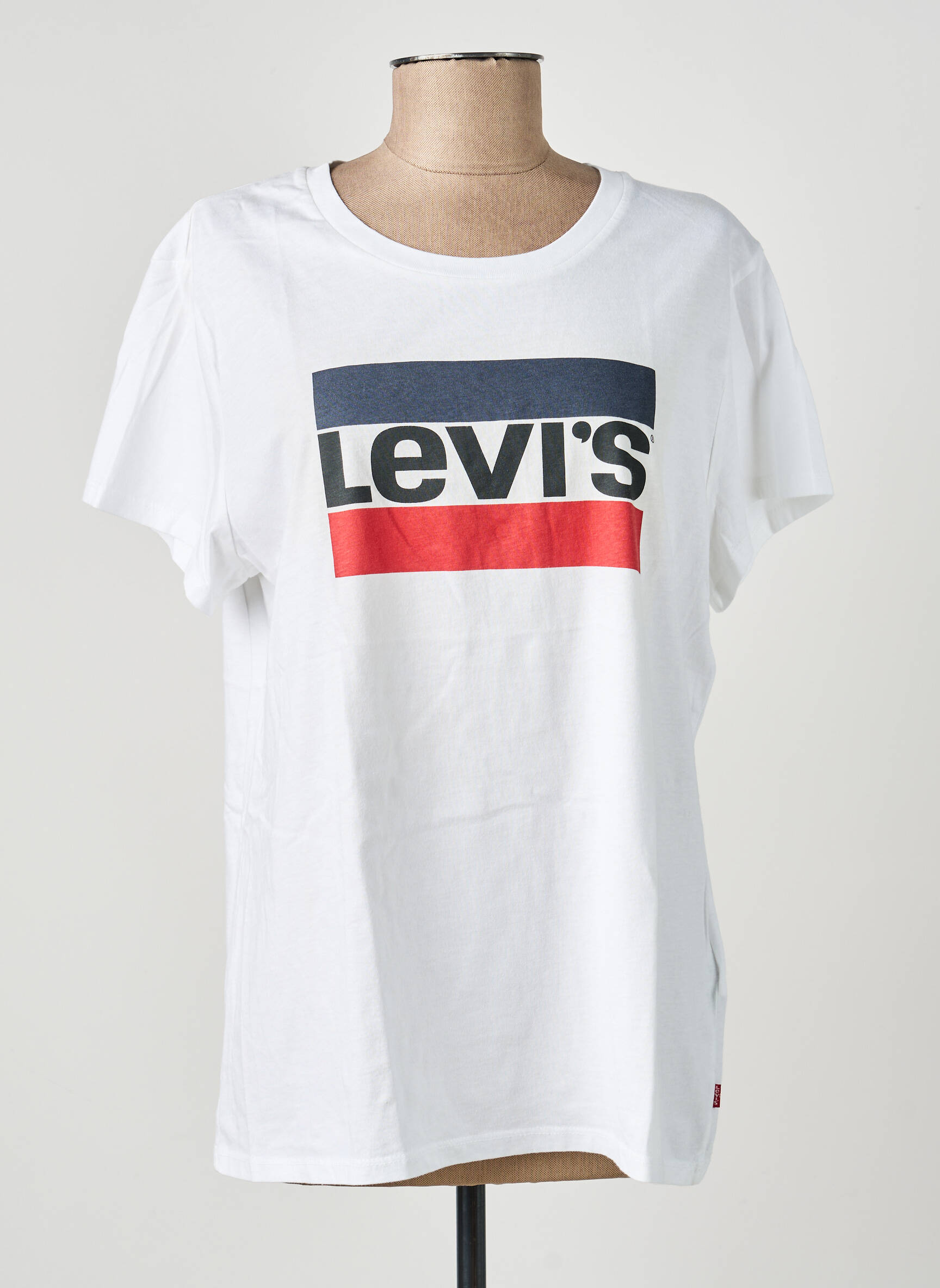 Tricou serigrafie flockată mâneci scurte alb LEVI'S femeie