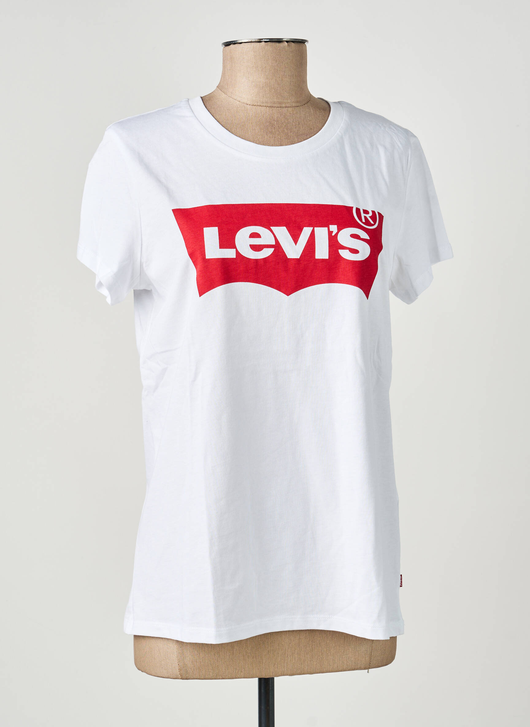 Tricou serigrafie flockată mâneci scurte alb LEVI'S femeie