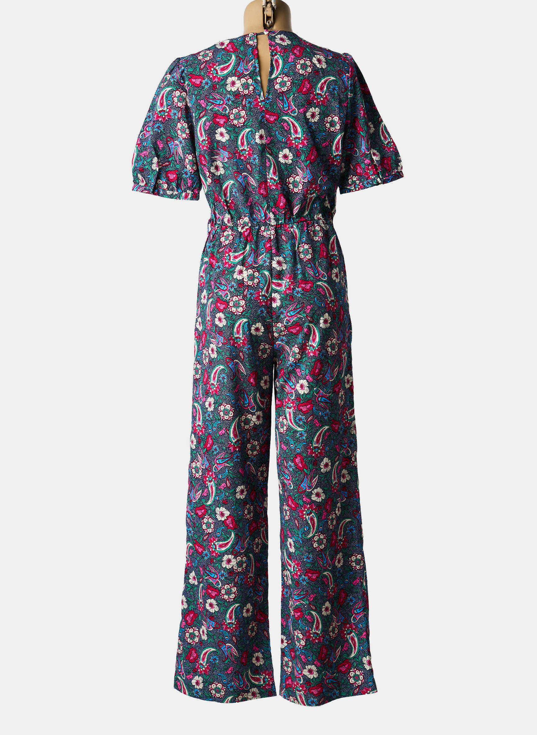 Salopetă-pantalon închidere cu nasturi la spate mâneci scurte albastru LA PETITE ETOILE femeie