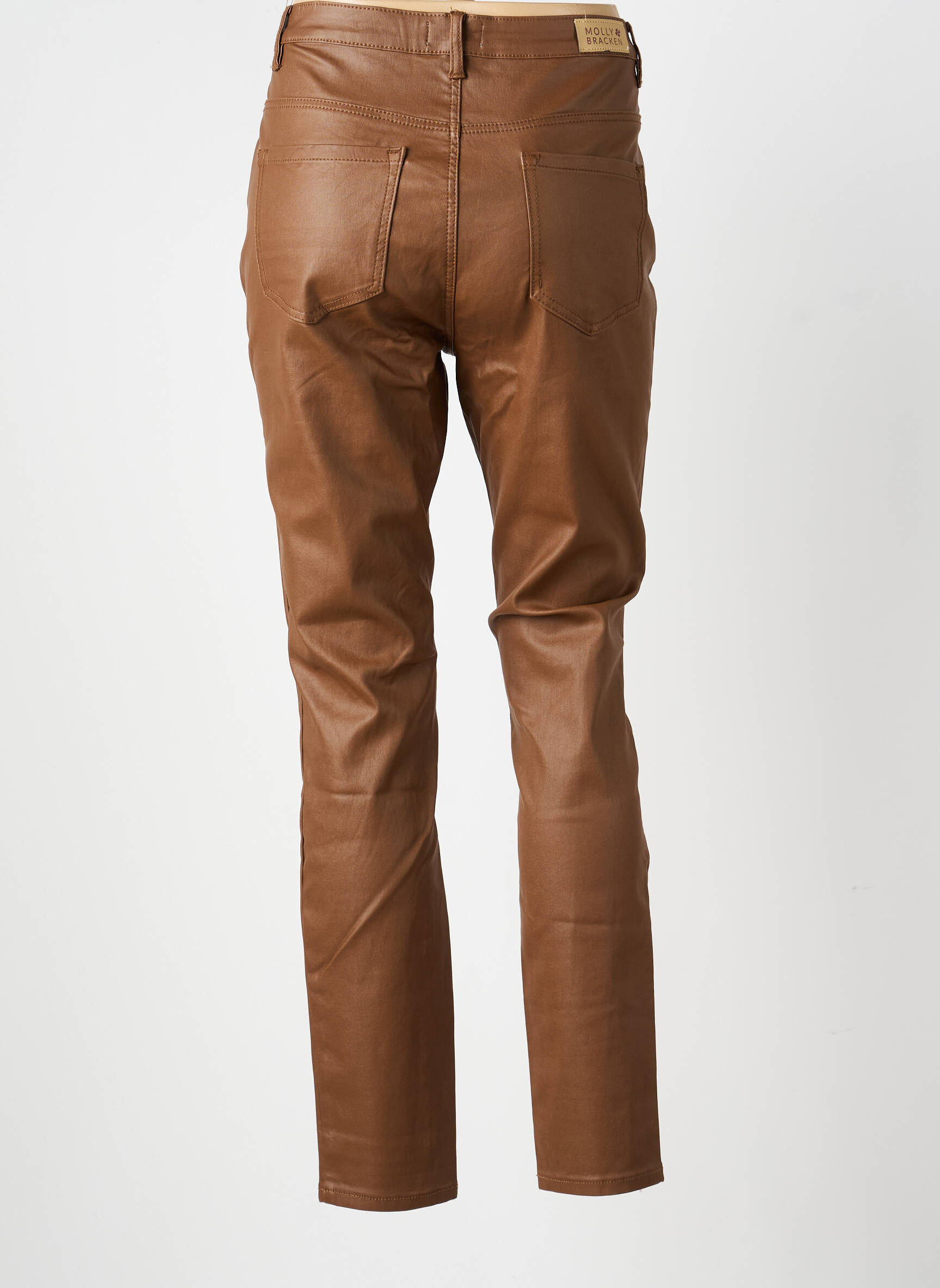 Pantalon slim țesătură acoperită mărime normală maro MOLLY BRACKEN femeie