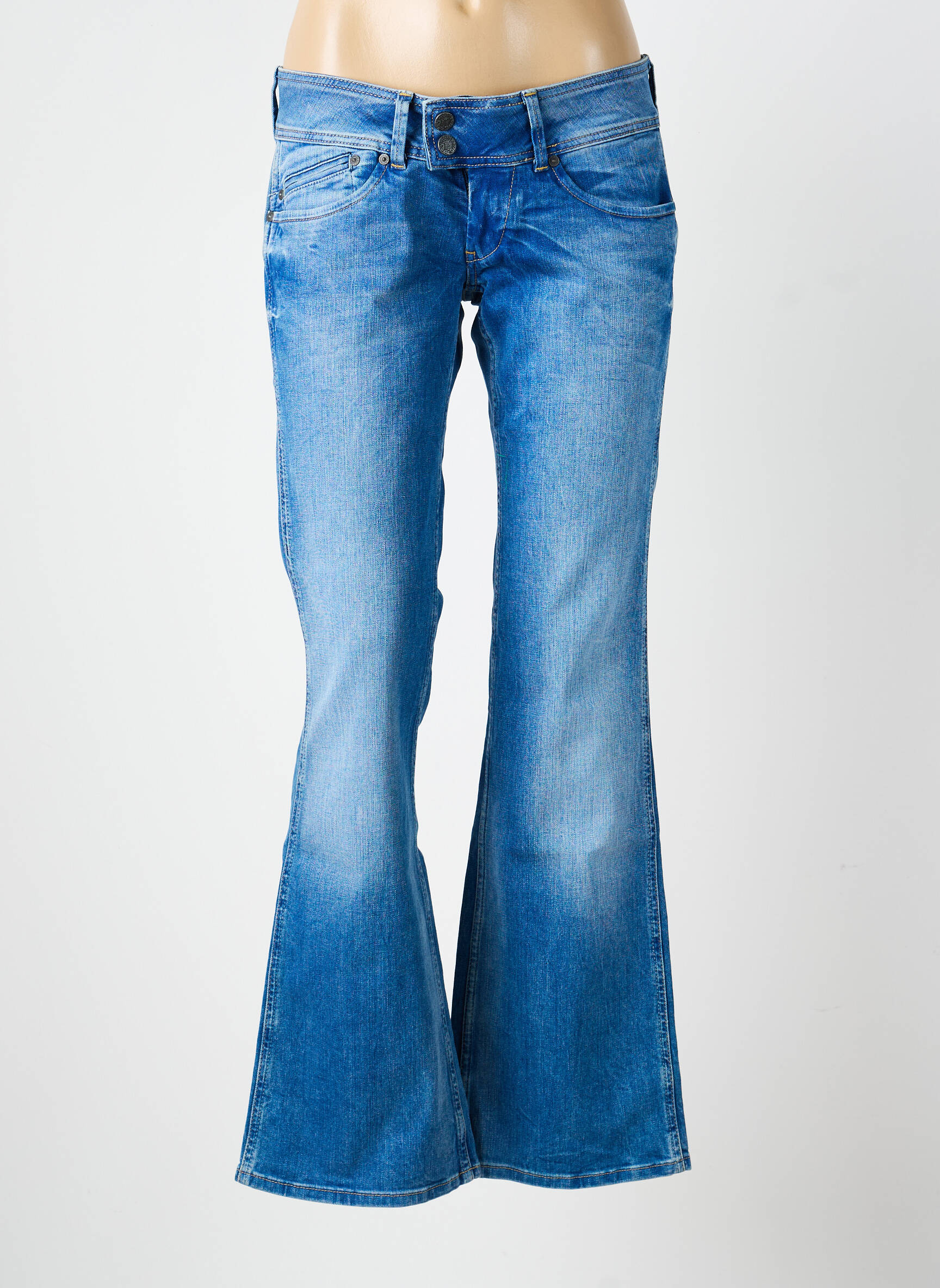 Blugi cu croială evazată elasticitate talie joasă albastru PEPE JEANS femeie