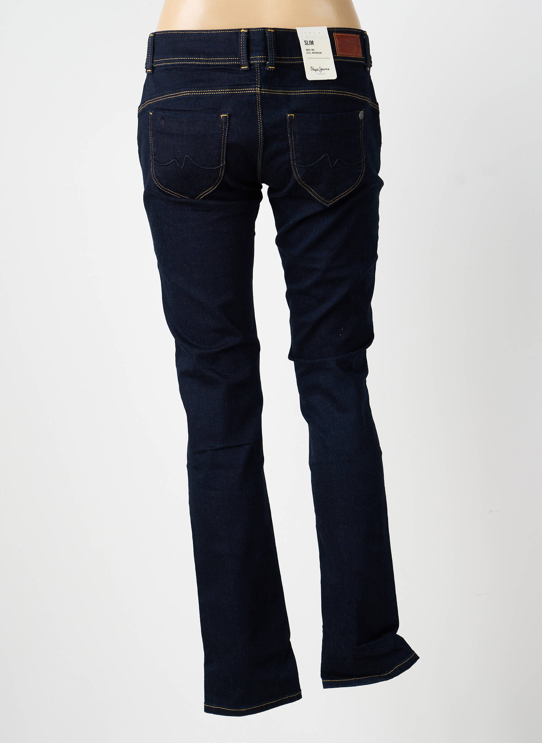 Blugi cu croială slim țesătură brută mărime normală albastru PEPE JEANS femeie